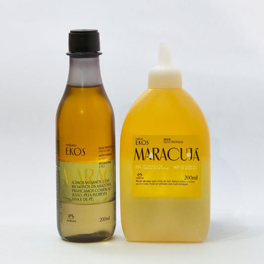 Set Aceite Trifásico Corporal Ekos Maracuyá de Natura – 200 ml + Recarga 200 ml