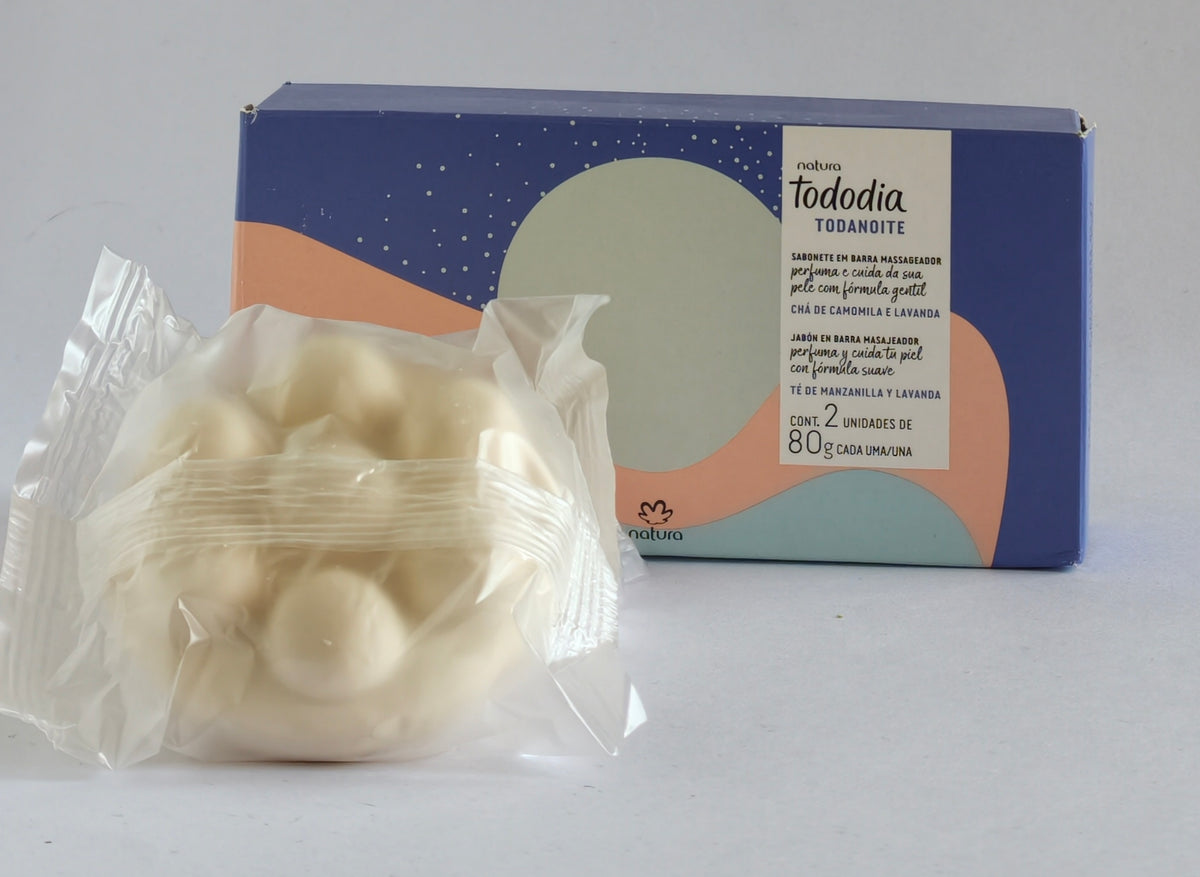 Caja de Jabones Masajeadores en Barra Tododia Todanoite Té de Manzanilla y Lavanda de Natura – 2 × 80 g